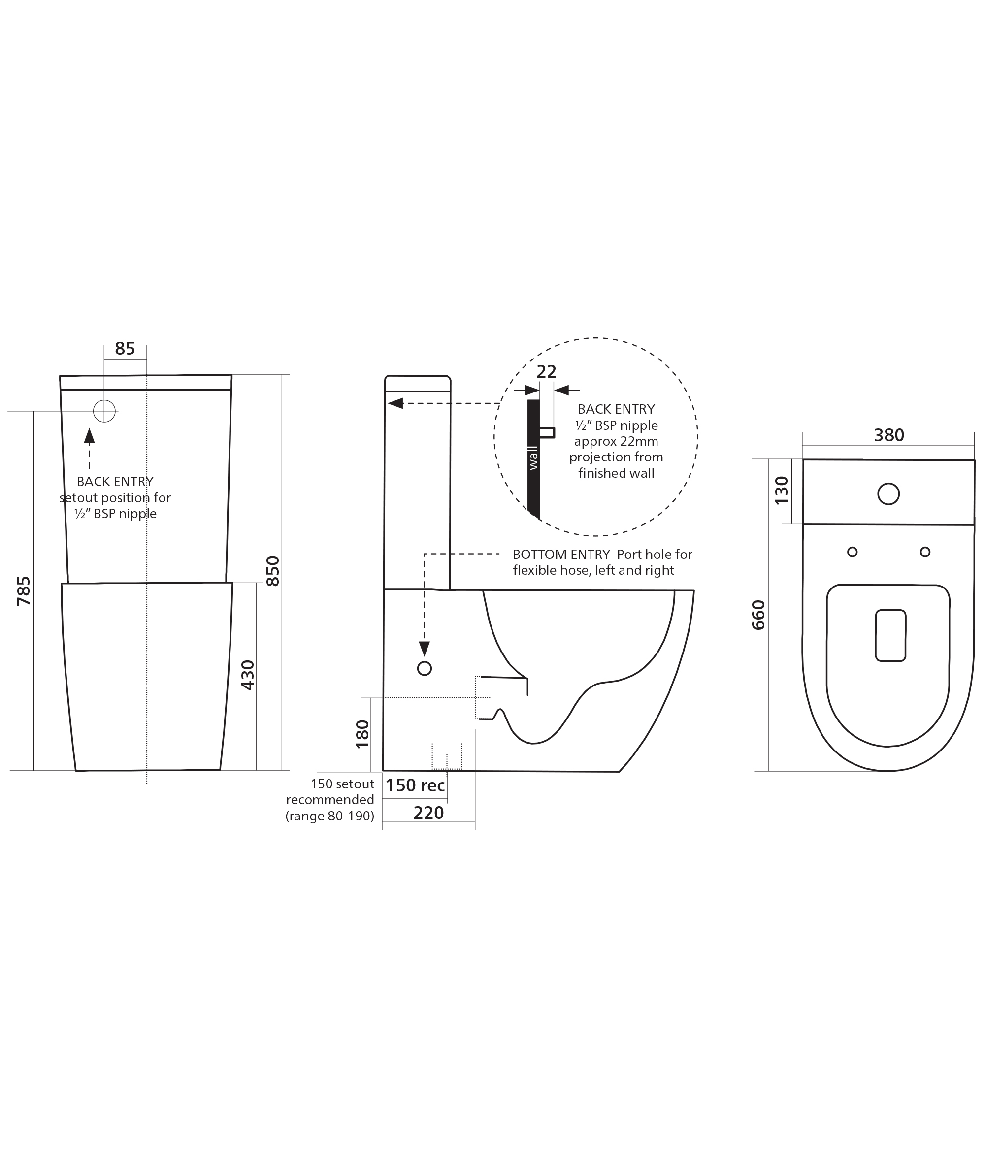 Arko Wall Faced toilet suite - White Gloss - choice of seats | Seima