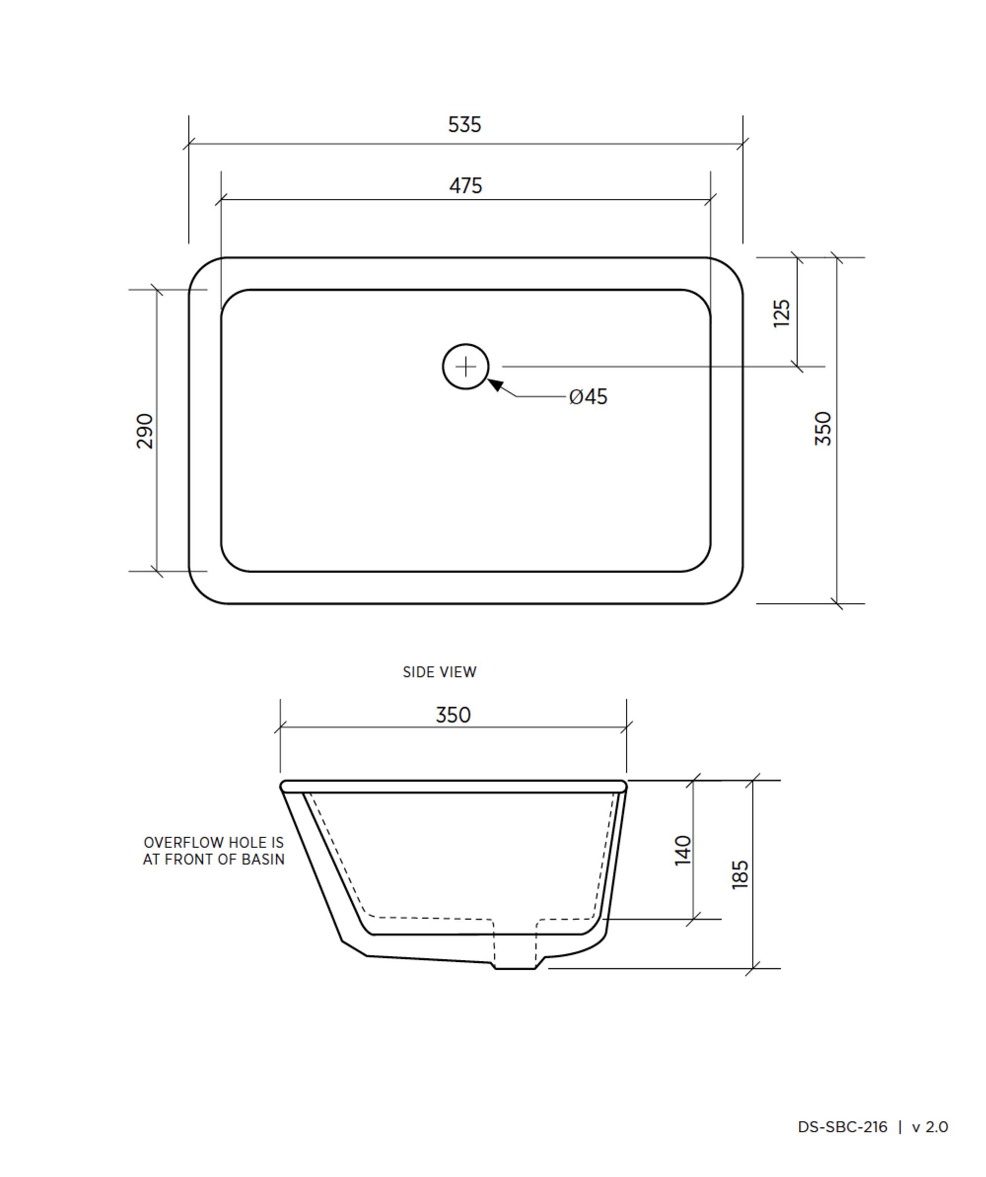 Kyra 216 ceramic basin - White Gloss