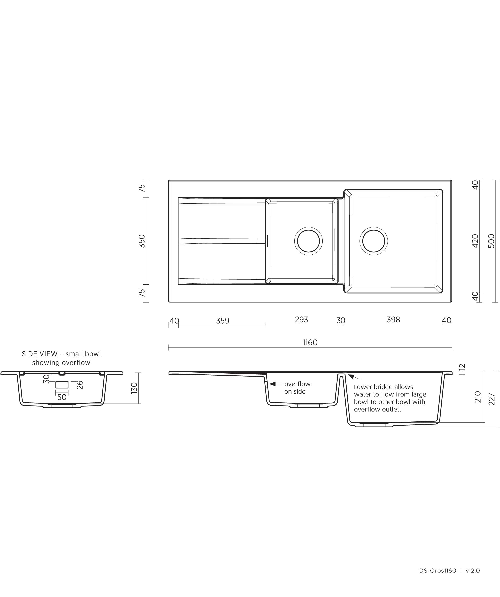 Oros 1160 Arqstone sink - White | Seima