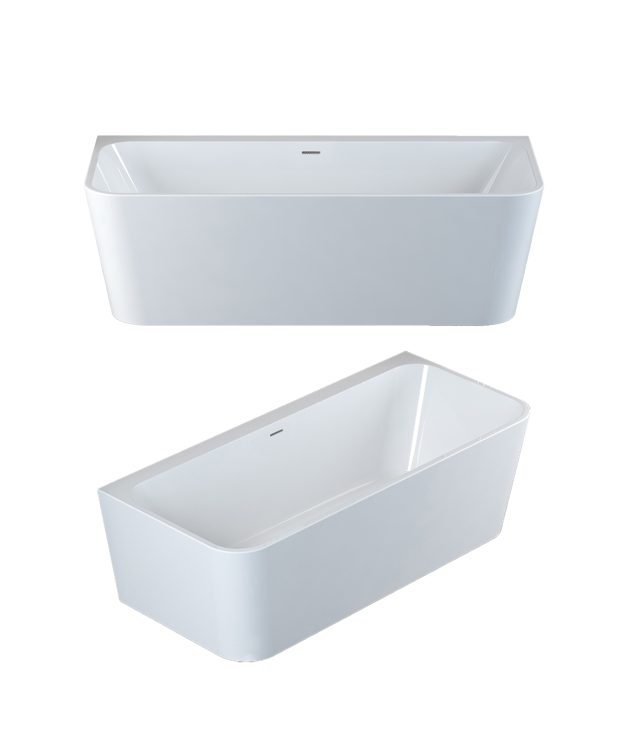 Plati 135 Back-to-wall freestanding bath - with integrated slot overflow