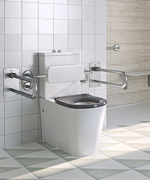 Modia Care Wall Faced toilet suite - 800mm - Accessible compliant - choice of grey, blue or white seat