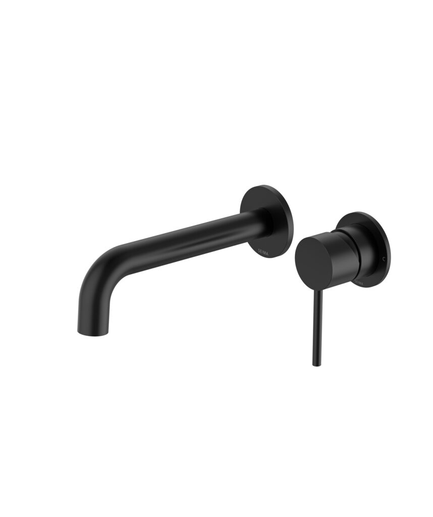 Anson Wall Mixer and Spout Set with Separate Backplates - Lead Free - Black Matte