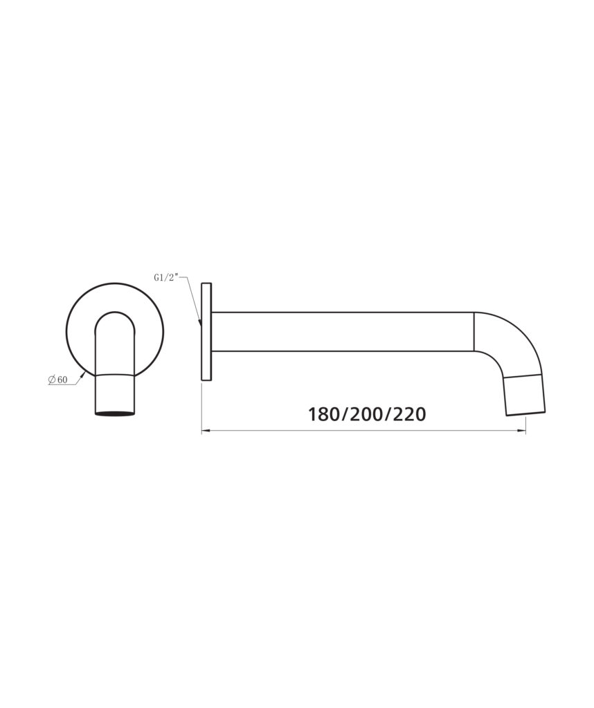 Anson Wall Spout - 180/200/220mm - Lead Free - Brushed SS