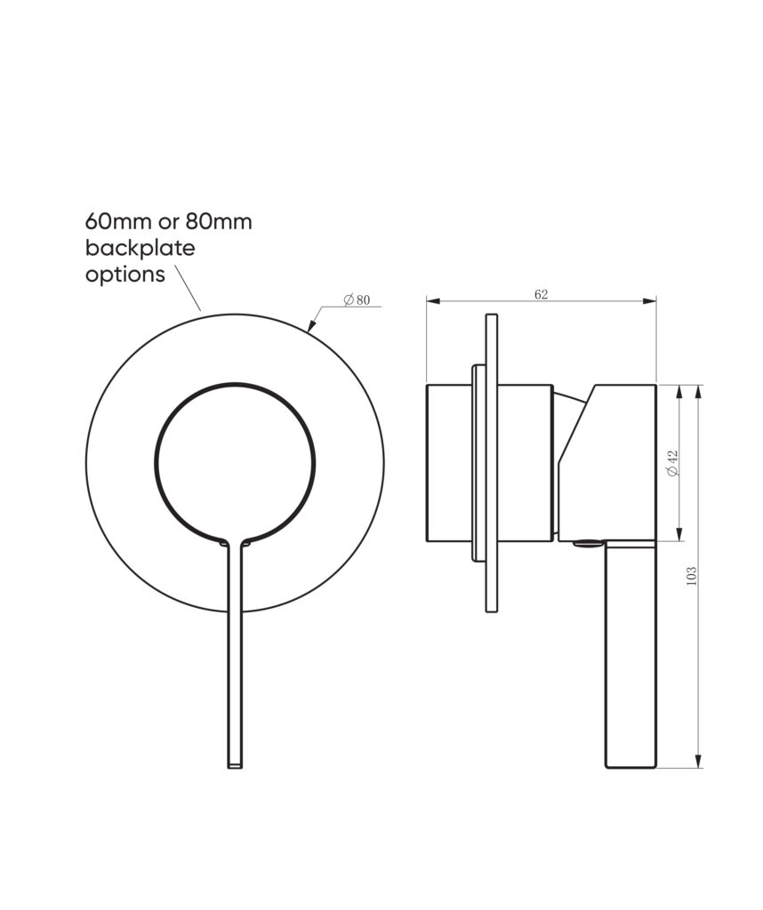 Edge Wall Mixer with 60mm Backplate - Lead Free - Black Matte